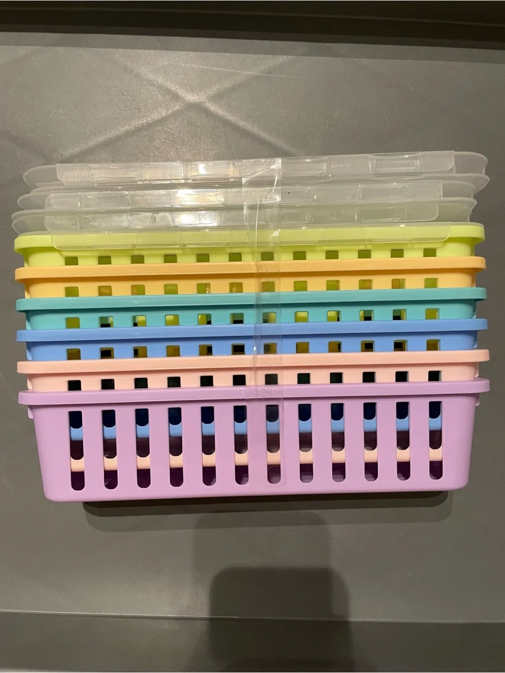 Up & Up 6pk Small Baskets with Lids Pastel colorway New